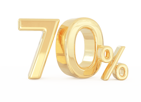 number 70 percent golden luxury png