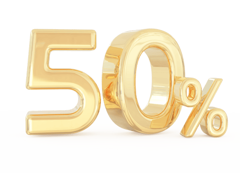 number 50 percent golden luxury png