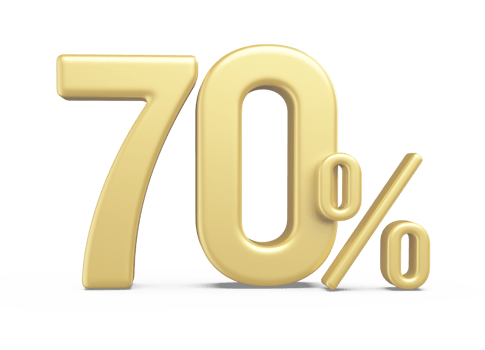 number 70 percent golden luxury png