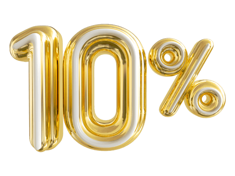 number 10 percent golden luxury png