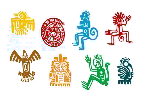 Abstract maya and aztec art symbols vector
