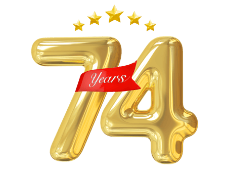 74 Years Anniversary Golden png
