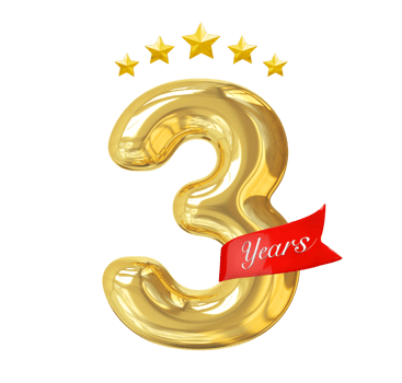 3 Years Anniversary Golden png