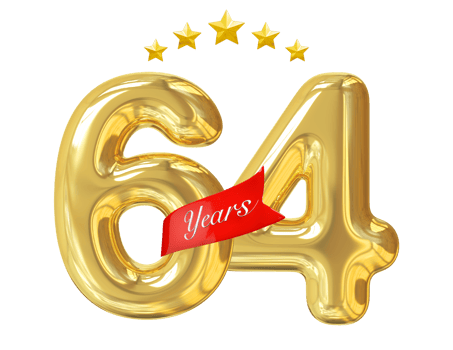 64 Years Anniversary Golden png