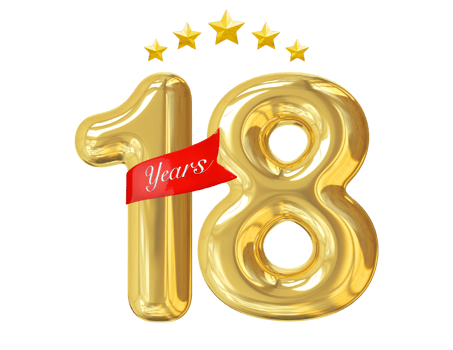 18 Years Anniversary Golden png