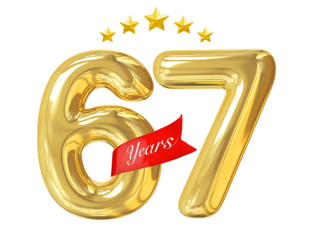67 Years Anniversary Golden png
