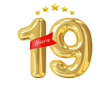 19 Years Anniversary Golden png