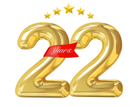 22 Years Anniversary Golden png