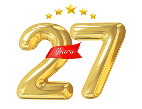 27 Years Anniversary Golden png