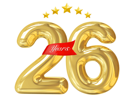 26 Years Anniversary Golden png