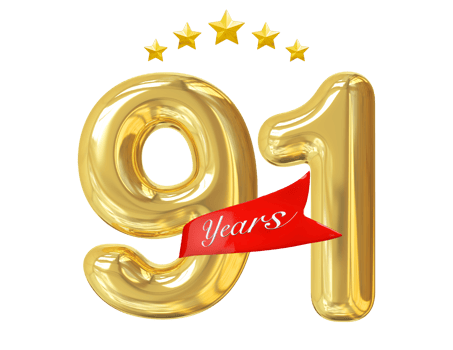 91 Years Anniversary Golden png