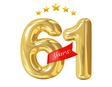 61 Years Anniversary Golden png
