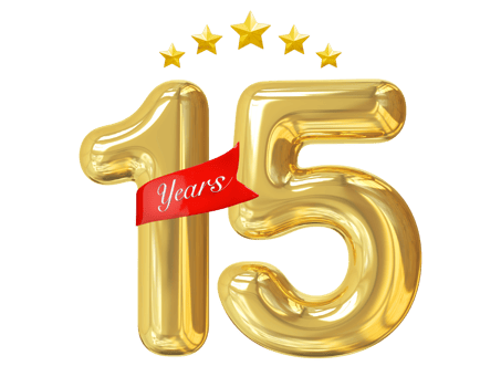 15 Years Anniversary Golden png