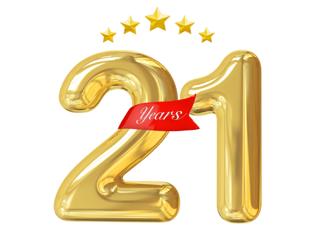 21 Years Anniversary Golden png