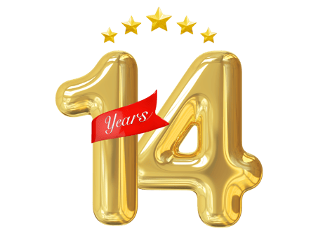 14 Years Anniversary Golden png