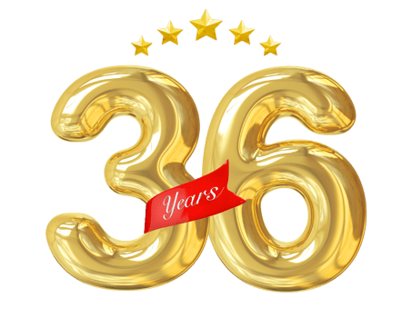 36 Years Anniversary Golden png