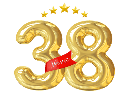 38 Years Anniversary Golden png