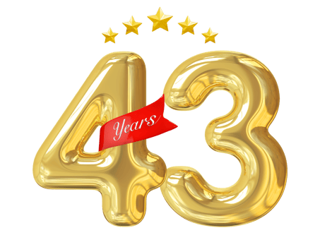 43 Years Anniversary Golden png