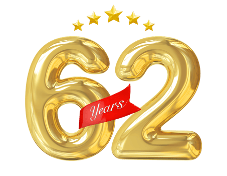 62 years anniversary golden png