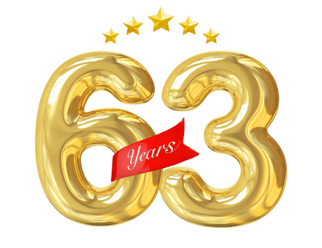 63 years anniversary golden png