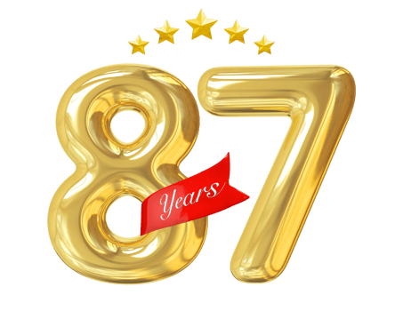 87 years anniversary golden png