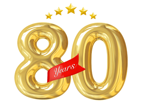 80 years anniversary golden png
