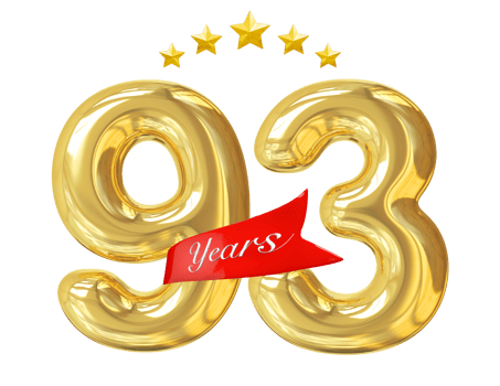 93 years anniversary golden png