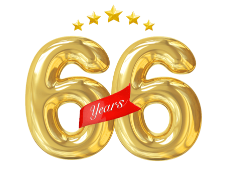 66 years anniversary golden png