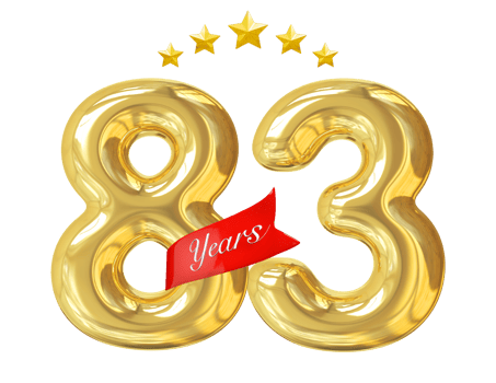 83 years anniversary golden png