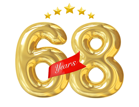 68 years anniversary golden png