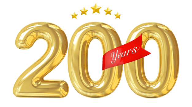 200 years anniversary golden png
