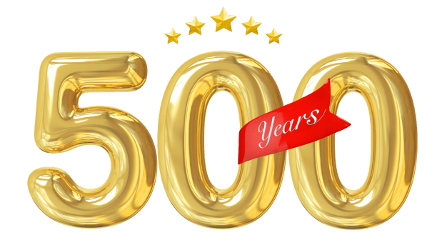 500 years anniversary golden png