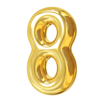 number 8 3d gold png