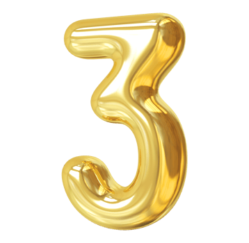 number 3 3d gold png