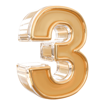 number 3 3d golden png