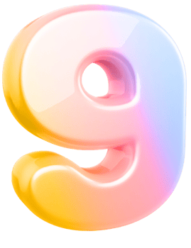 number 9 3d gradient png