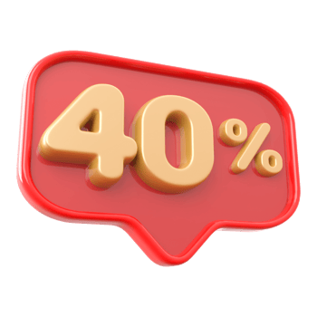 Icon number 40 percent 3d png