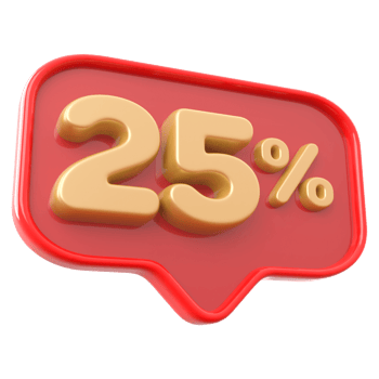 Icon number 25 percent 3d png