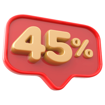 Icon number 45 percent 3d png