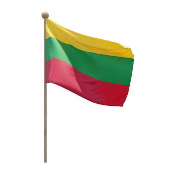 Aero 3d illustration flag on pole. Wood flagpole png