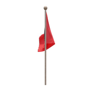 Albania 3d illustration flag on pole. Wood flagpole png