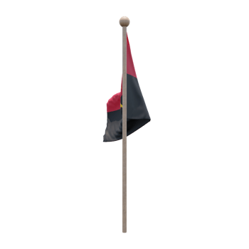 Angola 3d illustration flag on pole. Wood flagpole png