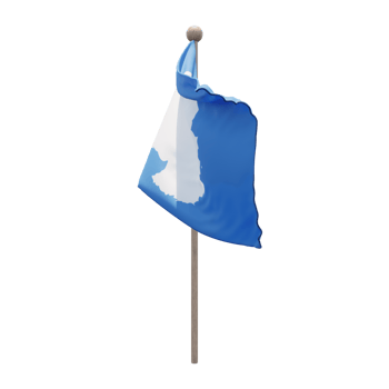 Antarctica 3d illustration flag on pole. Wood flagpole png