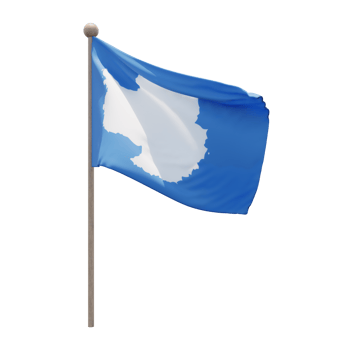 Antarctica 3d illustration flag on pole. Wood flagpole png
