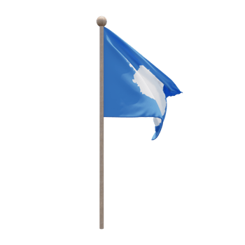 Antarctica 3d illustration flag on pole. Wood flagpole png