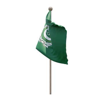 Arab League 3d illustration flag on pole. Wood flagpole png