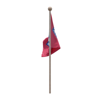 Arkansas 3d illustration flag on pole. Wood flagpole png