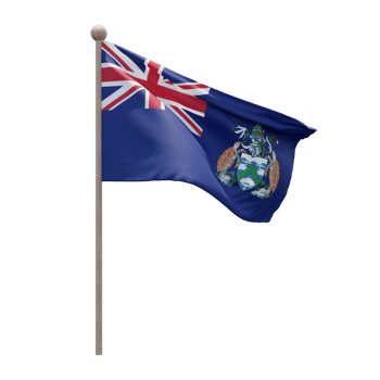 Ascension Island 3d illustration flag on pole. Wood flagpole png