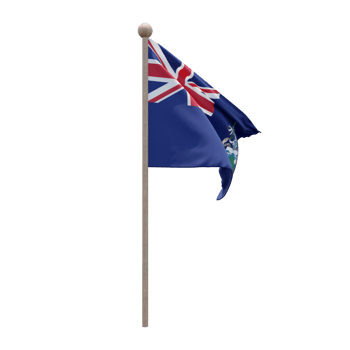 Ascension Island 3d illustration flag on pole. Wood flagpole png