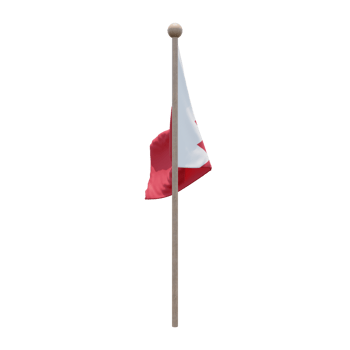 Bahrain 3d illustration flag on pole. Wood flagpole png